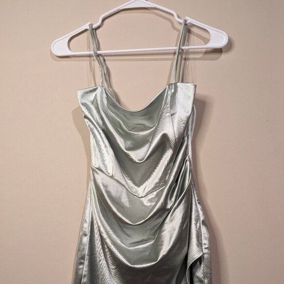 Sage Green Silk Windsor Dress - Picture 1 of 4